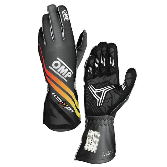 OMP KS-X ART GLOVES my2025 FIA 8877-2022 BLACK/YELLOW/RED SZ XXS