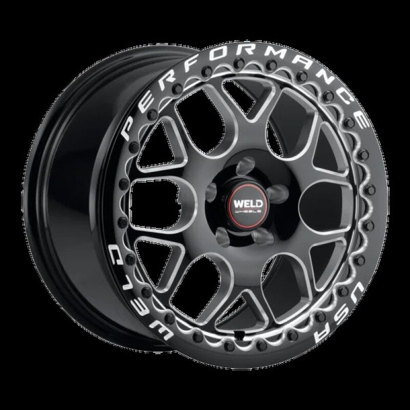 Weld Solana Beadlock 17x10 / 5x120 BP / ET42 / 78.1mm Bore - Gloss Black MIL DIA Wheel