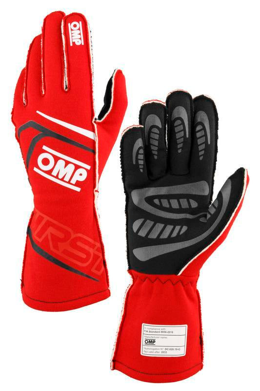 OMP FIRST GLOVES FIA 8856-2018 MY2025 RED SZ S