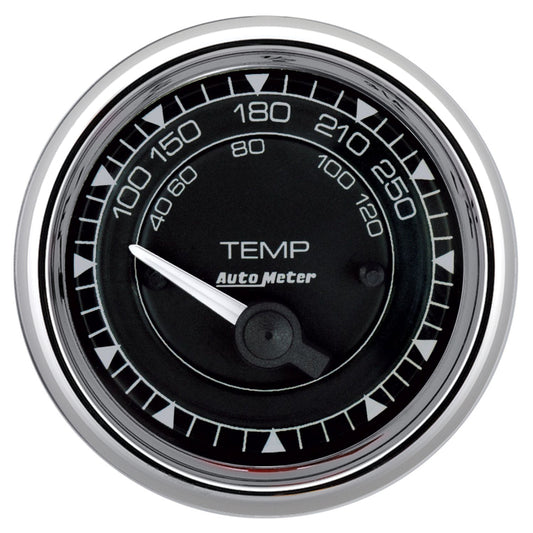 AutoMeter Chrono 2-1/16in 250 Degree Temperature Electric Gauge - Chrome