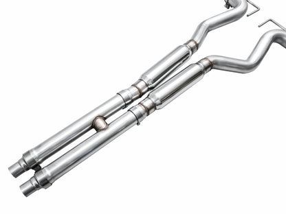 AWE 2024 Ford Mustang Dark Horse S650 RWD SwitchPath Cat-Back Exhaust w/ Quad Chrome Silver Tips