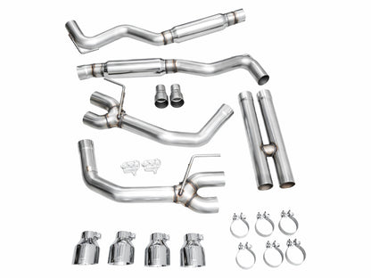 AWE 2024 Ford Mustang GT Fastback S650 RWD Track Edition Cat-Back Exhaust w/ Quad Chrome Silver Tips