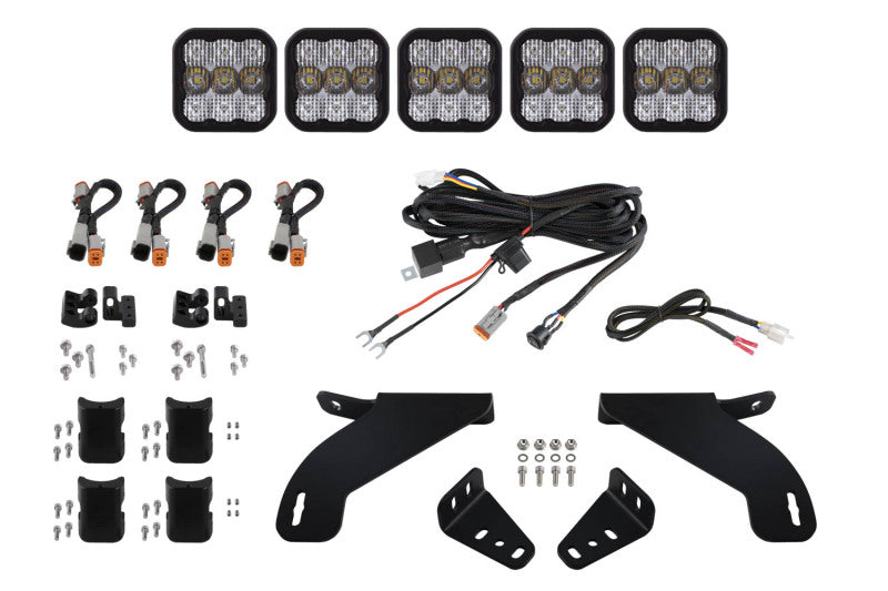 Diode Dynamics 21-22 Ford F-150 SS5 Grille CrossLink Lightbar Kit - Sport - White Combo