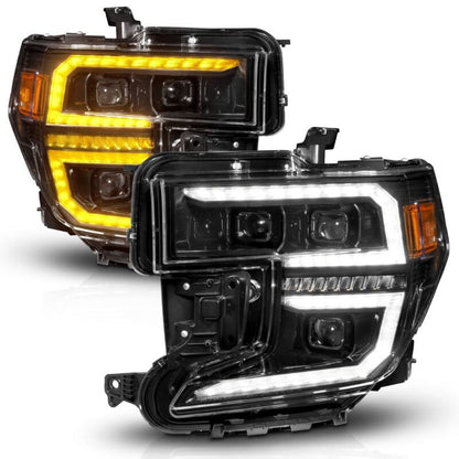 Anzo 19-21 GMC Sierra 1500 LED Projector Headlight w/Switchback+Sequential - Black