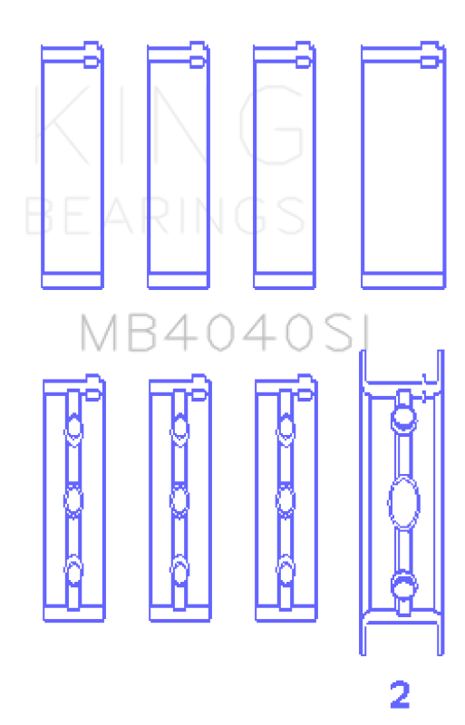 King Engine Bearings Chrysler 215 Ohv (Size +0.50mm) Main Bearing Set