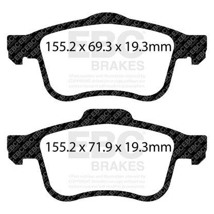 EBC 13+ Fiat 500L 1.4 Turbo Yellowstuff Front Brake Pads