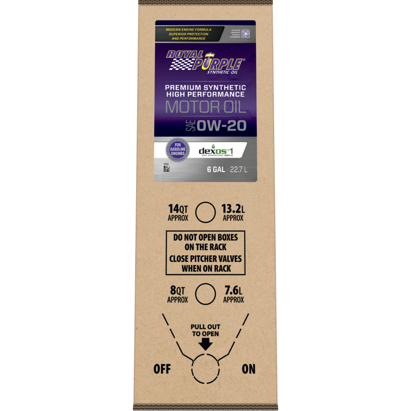 Royal Purple Premium Synthetic High Performance Multi-Grade 0W-20 Motor Oil - 6 Gallon Bag-In-Box