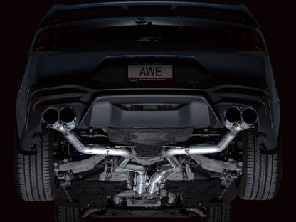 AWE 2024 Ford Mustang GT Fastback S650 RWD Track Edition Cat-Back Exhaust w/ Quad Chrome Silver Tips