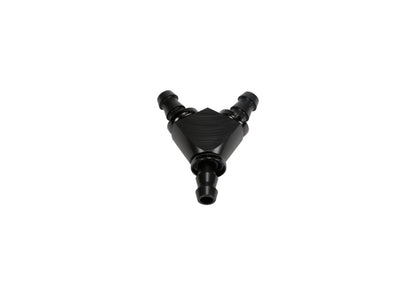 Fleece Performance Universal 3/8in Aluminum Y Barbed Fitting (For -6 Pushlock Hose) - Black Anodized