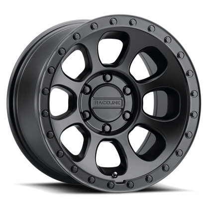 Raceline 961B Bolt 17x9in / 6x139.7 BP / -12mm Offset / 106.1mm Bore - Satin Black