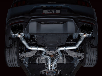 AWE 2024 Ford Mustang GT Fastback S650 RWD Track Edition Cat-Back Exhaust w/ Quad Diamond Black Tips