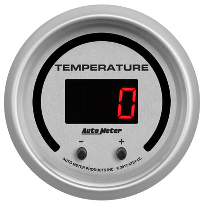 Autometer 52.4mm Silver Switchable 60-340 Degrees F/40-170 Degrees C Ultra-Lite Elite Digital Gauge