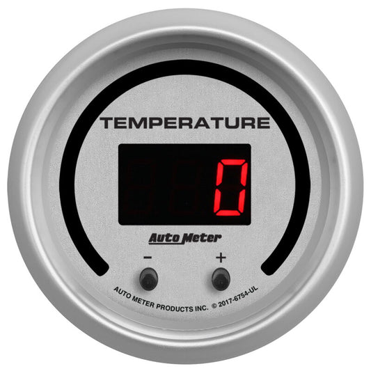 Autometer 52.4mm Silver Switchable 60-340 Degrees F/40-170 Degrees C Ultra-Lite Elite Digital Gauge