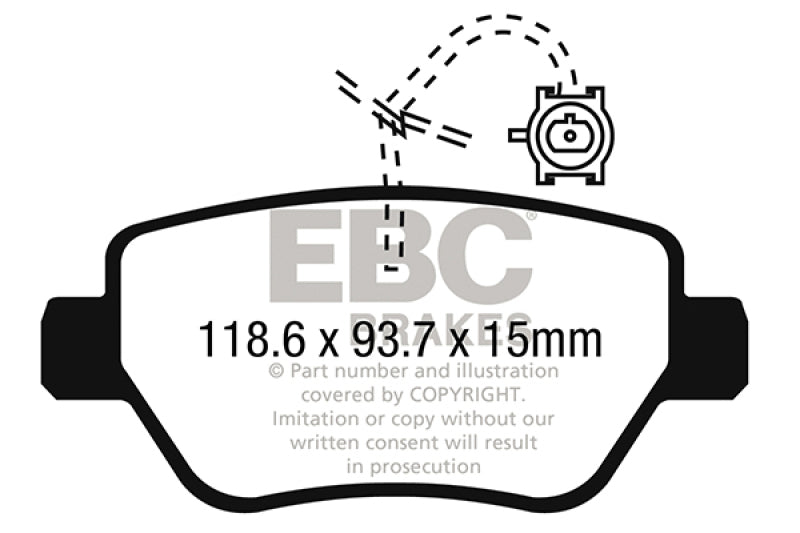 EBC 2014-2016 Maserati Ghibli 3.0L Twin Turbo (330) Redstuff Rear Brake Pads