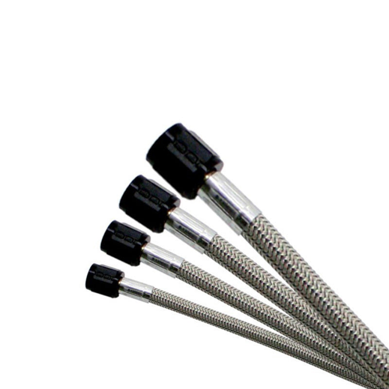 Nitrous Express 4AN 18in Stainless Braided SHO Hose (w/Black 3AN Ends - One End)