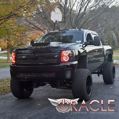 Oracle 07-13 Chevrolet Silverado LED Round Style Headlight Halo Kit - Red