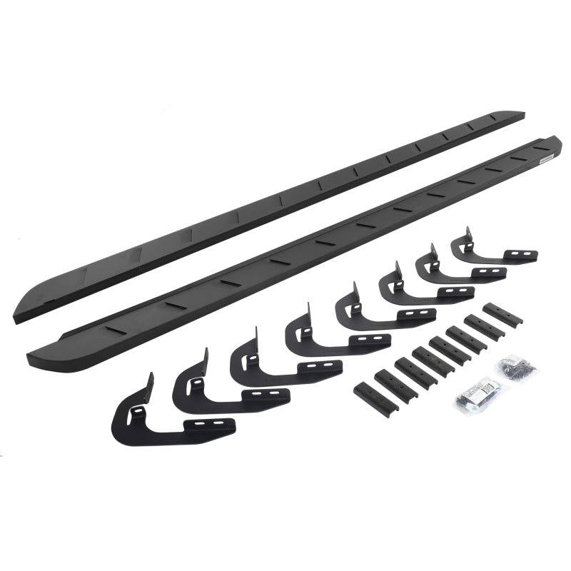 Go Rhino 15-19 GMC Sierra 2500/3500HD DC (Gas) RB10 Slim Running Boards Kit (w/Brackets) - Tex. Blk