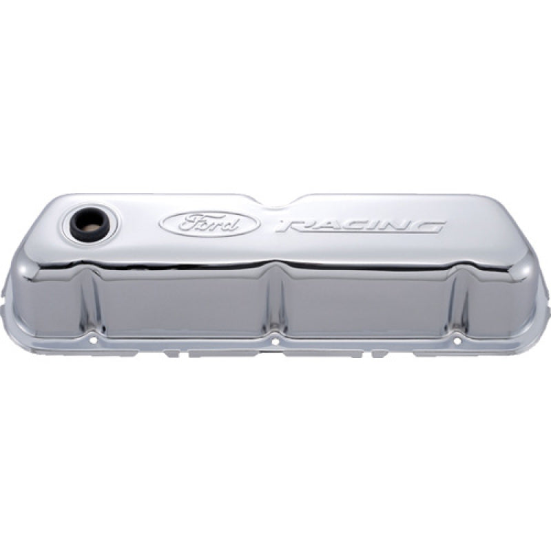 Ford Racing Embosses Logo Stamped Steel Valve Cover Chrome