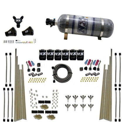 Nitrous Express 8 Cyl Triple-D Dry Direct Port 3 Stage Dry 6 Solenoids Nitrous Kit w/12lb Bottle