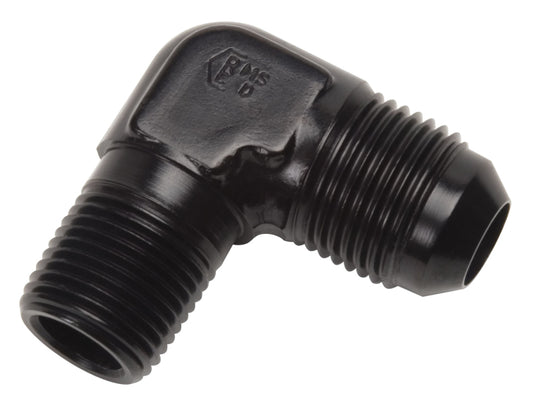Russell Performance -12 AN to 1/2in NPT 90 Degree Flare to Pipe Adapter (Black)