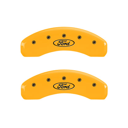 MGP 4 Caliper Covers Engraved Front & Rear Oval Logo/Ford Yellow Finish Black Char 2001 Ford F-150