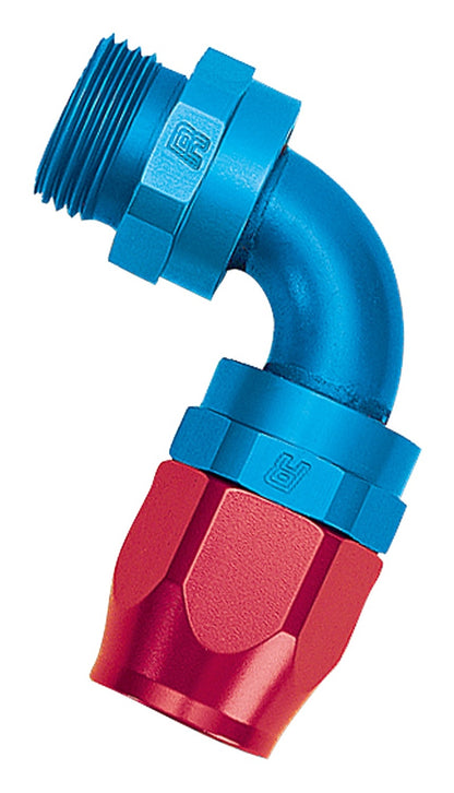 Russell Performance Hose End #6 Hose to #6 Radius Inlet Port Swivel 90 Deg Red/Blue