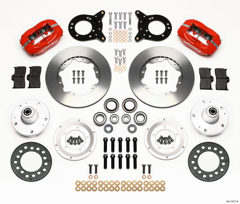 Wilwood Forged Dynalite Front Kit 11.00in Red 1965-1969 Mustang Disc & Drum Spindle