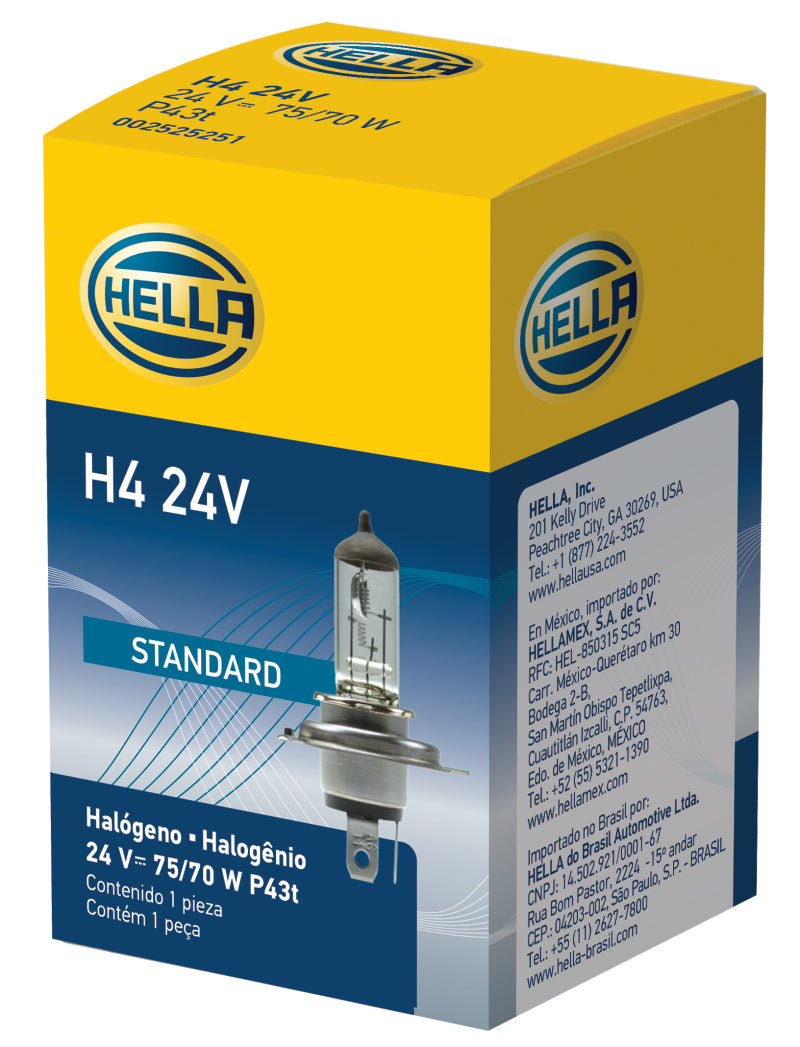 Hella H4 24V 75/70W P43t T4.625 Halogen Bulb (Min Order Qty 10)