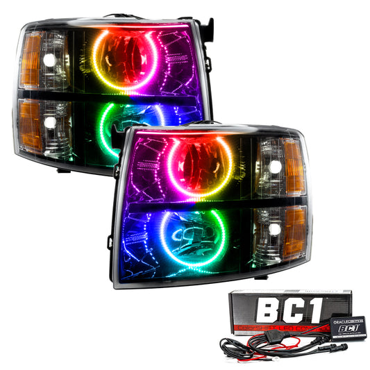 Oracle 07-13 Chevy Silverado SMD HL - Black - Round Style - ColorSHIFT w/ BC1 Controller