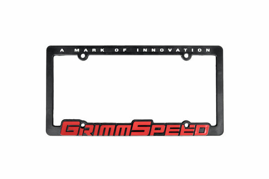GrimmSpeed License Plate Frame - GrimmSpeed Red Text (Single)
