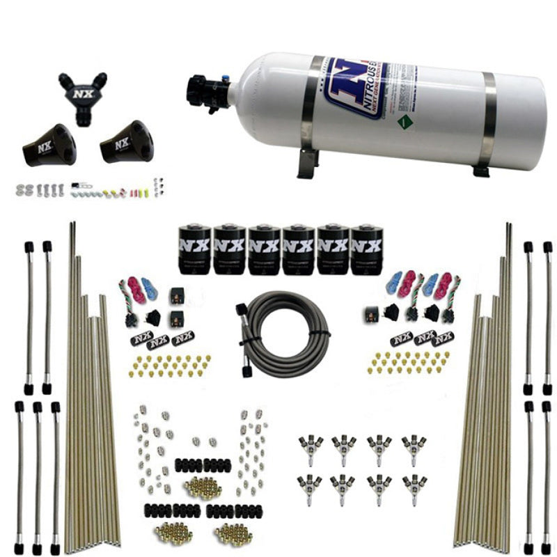 Nitrous Express 8 Cyl Triple-D Dry Direct Port 3 Stage Dry 6 Solenoids Nitrous Kit w/15lb Bottle