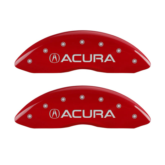 MGP 4 Caliper Covers Engraved Front Acura Engraved Rear MDX Red finish silver ch