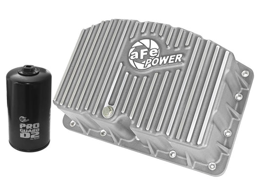 aFe Street Series Engine Oil Pan Raw w/ Machined Fins; 11-17 Ford Powerstroke V8-6.7L (td)