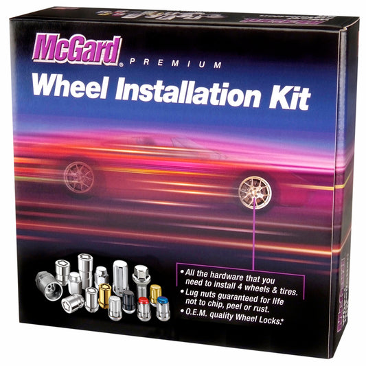 McGard Jeep Wrangler Install Kit (Cone / Bulge) 1/2-20 / 3/4 Hex / (18 Lug Nuts / 5 Locks) - Chrome
