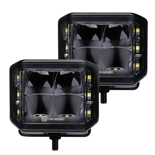 Go Rhino Xplor Blackout Series Cube LED Sideline Spot Light Kit (Surface Mount) 4x3 - Blk (Pair)