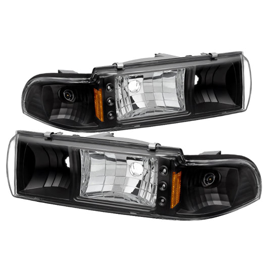 Xtune Chevy Caprice 91-96 / Impala 91-96 1Pc LED Crystal Headlights Black HD-ON-CCP91-1PC-LED-BK