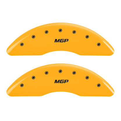 MGP 4 Caliper Covers Engraved Front & Rear MGP Yellow Finish Black Char 2009 Ford Expedition