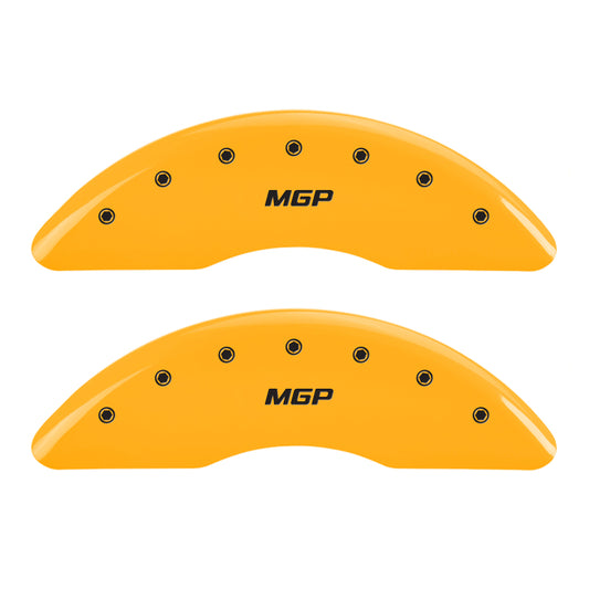 MGP 4 Caliper Covers Engraved Front & Rear MGP Yellow Finish Black Char 2016 Buick Regal