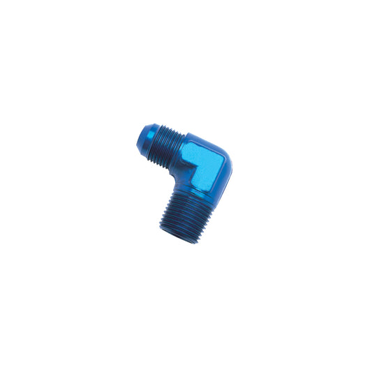 Russell Performance -8 AN to 1/4in NPT 90 Degree Flare to Pipe Adapter (Blue)