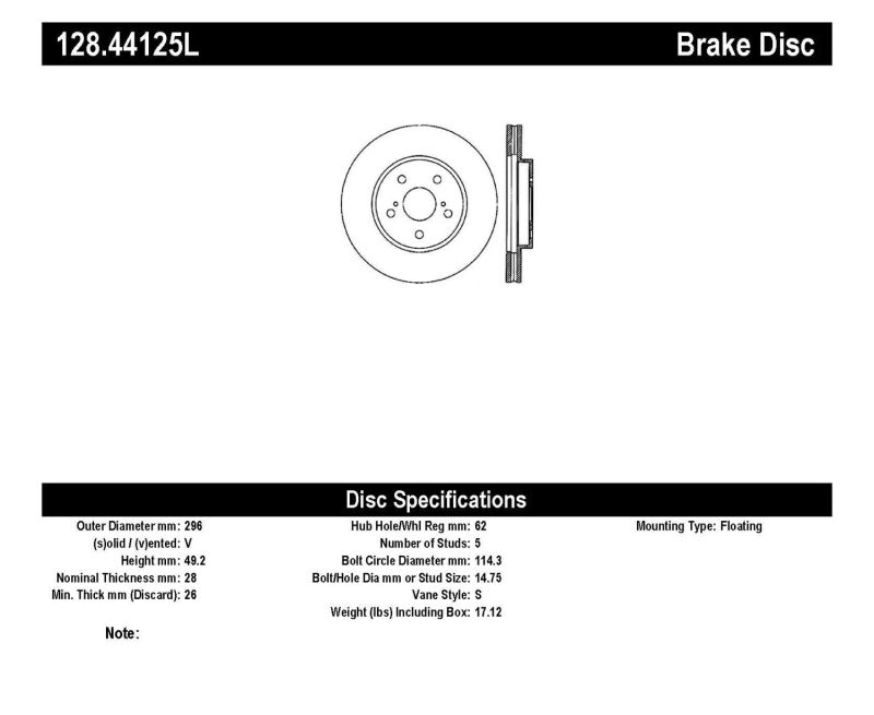 StopTech 02 Lexus ES250/300/330/350/06-12 IS250/300/350 Drilled Left Front Rotor