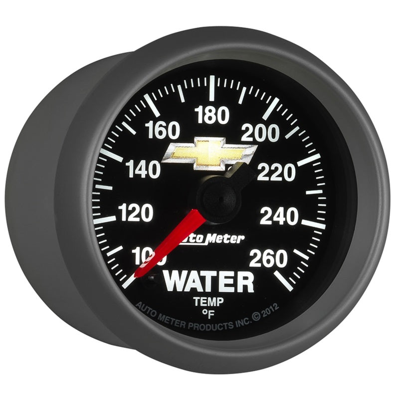 AutoMeter Gauge Water Temp 2-1/16in. 100-260 Deg. F Digital Stepper Motor Chevy Gold Bowtie