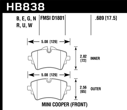 Hawk 14-17 Mini Cooper S HP+ Front Brake Pads