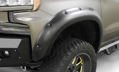 Lund 19-22 GM Silverado RX-Rivet Smooth Elite Series Fender Flares w/Black Bolts - Black 2pc Front