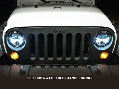 Raxiom 07-18 Jeep Wrangler JK LED Halo Headlights- Black Housing (Clear Lens)