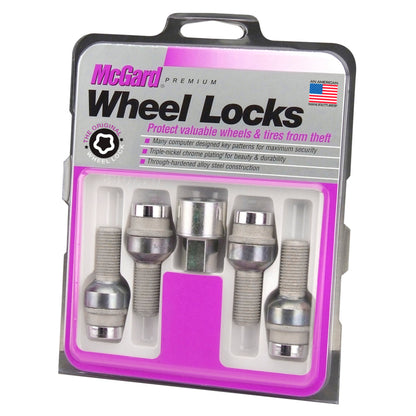 McGard Wheel Lock Bolt Set - 4pk. (Radius Seat) M14X1.5 / 17mm Hex / 28.2mm Shank Length - Chrome