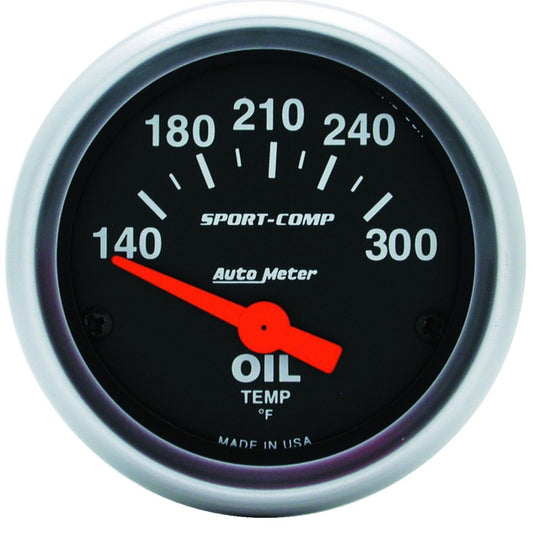 Autometer - Sport-Comp 52mm 140-300 Deg F Electronic Oil Temp Gauge