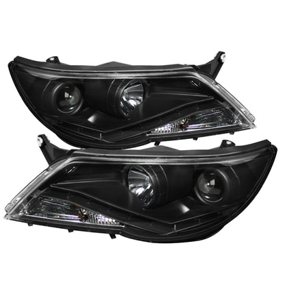 Spyder Volkswagen Tiguan 09-11 Projector Headlights DRL Black High H1 Low H7 PRO-YD-VTIG09-DRL-BK