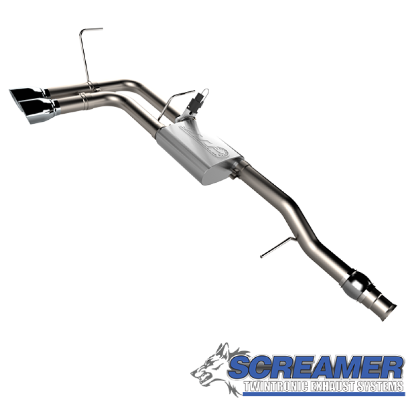 QTP 14-18 Chevy Silverado 1500 4.8L/5.3L EC/CC SB 304SS Screamer Cat-Back Side Exit w/4.5in Tips