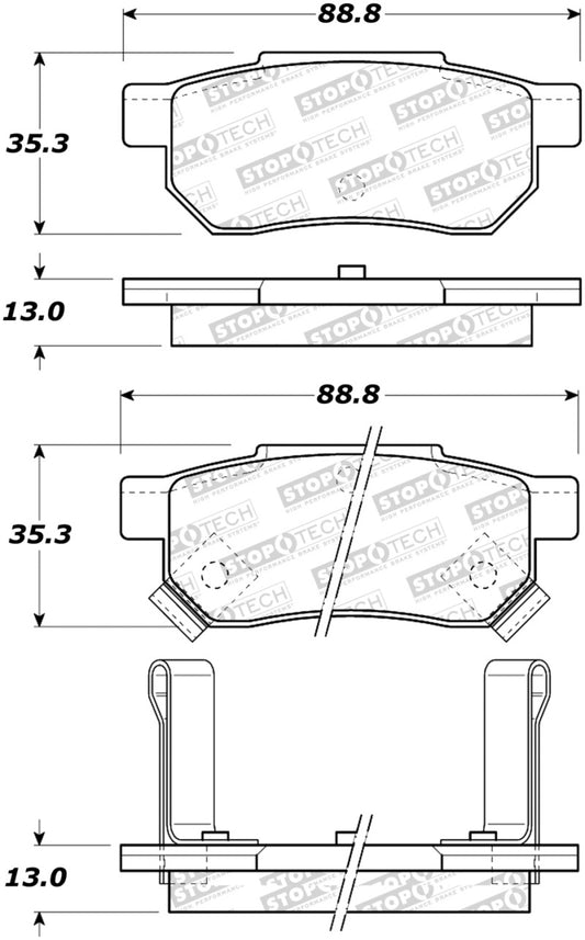 StopTech Sport Brake Pads w/Shims & Hardware - Rear