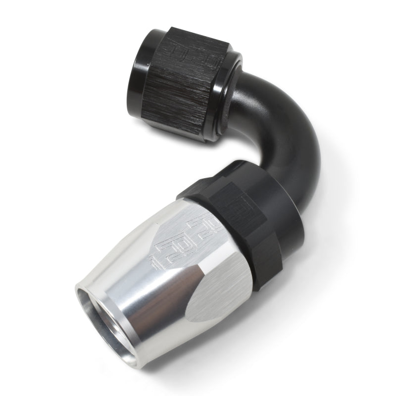 Russell Performance -8 AN Black/Silver 120 Degree Tight Radius Full Flow Swivel Hose End